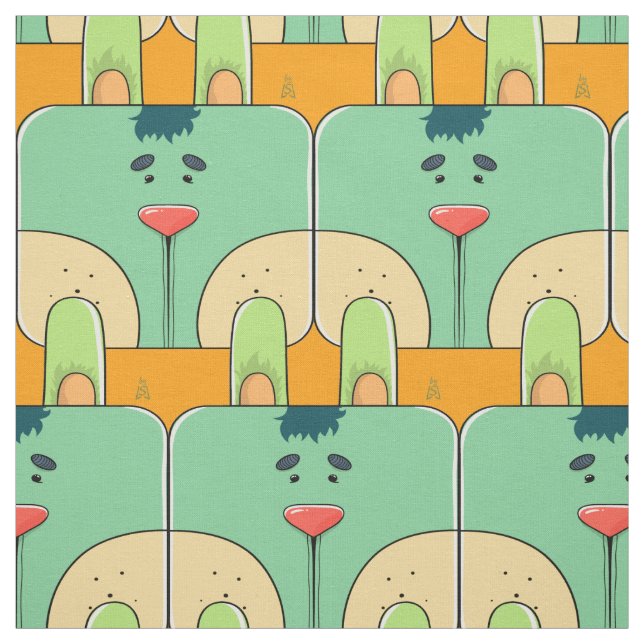 Team Bunny Face - Grün und Orange Stoff (Muster)