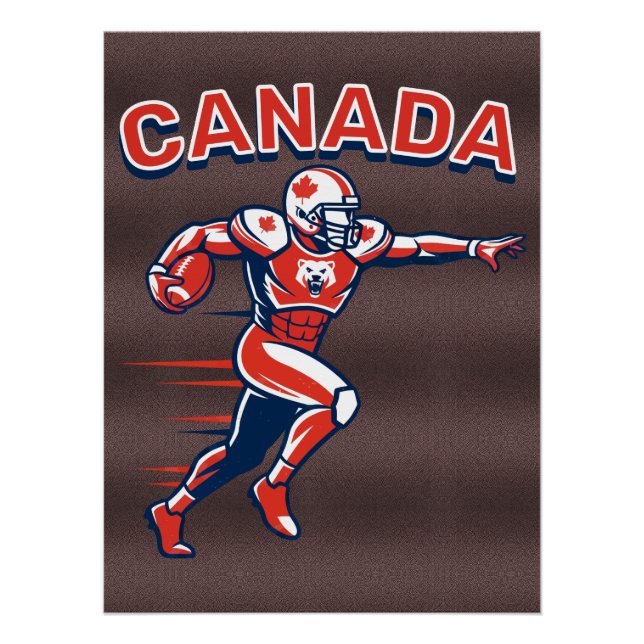 Team Canada Football Dynamic Patriotic Athlete Art Poster (Vorderseite)