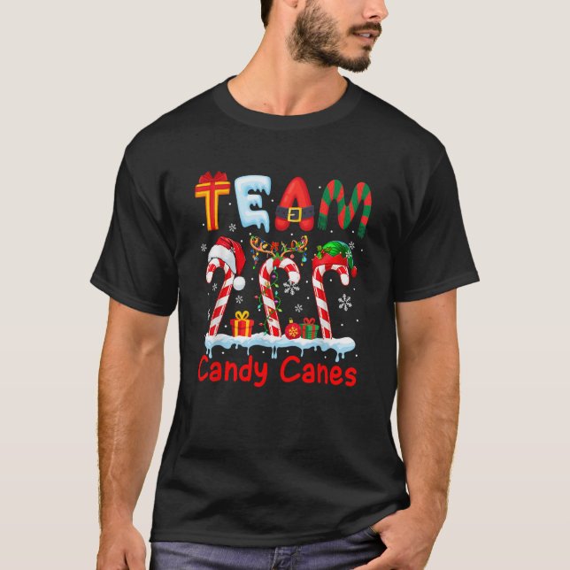 Team Candy Canes Christmas Three Santa Reindeer El T-Shirt (Vorderseite)