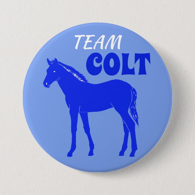 "Team Colt" Blue Gender Reveve Button (Vorderseite)