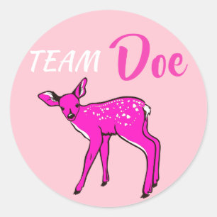 "Team-Damhirschkuh-" Rosa-Geschlecht decken auf Runder Aufkleber