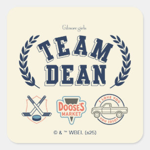 Team Dean Gilmore Girls Design Quadratischer Aufkleber