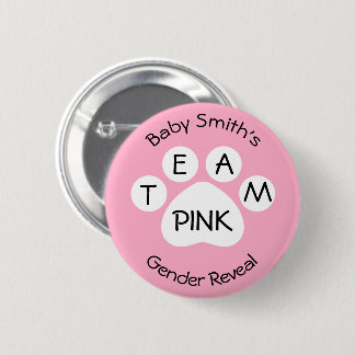 Team-decken rosa Tatzen-Druck-Geschlecht auf Button