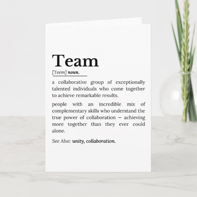 Team Definition – The Power of Collaboration  Karte (Vorderseite)