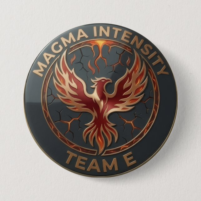 Team E – MAGMA INTENSITY Emblem | Feurige Führungs Button (Vorderseite)