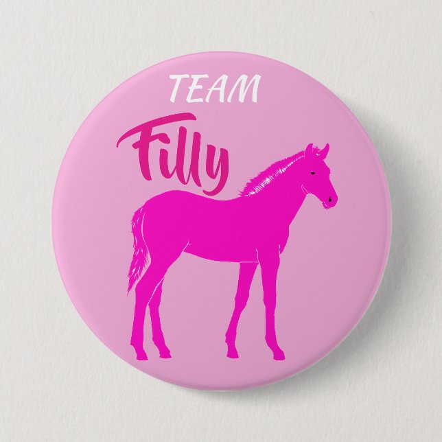 "Team Filly" - Rosa-Gender-Enthüllung Button (Vorderseite)