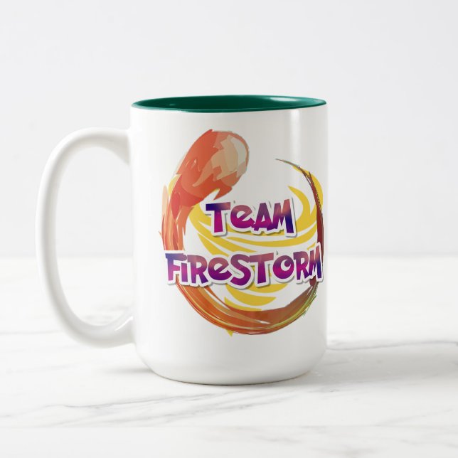 Team Firestorm-Logo-Tasse Zweifarbige Tasse (Links)