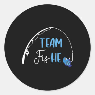 Team Fish Er-Shirt Angelbait Geschlechterenthüllun Runder Aufkleber