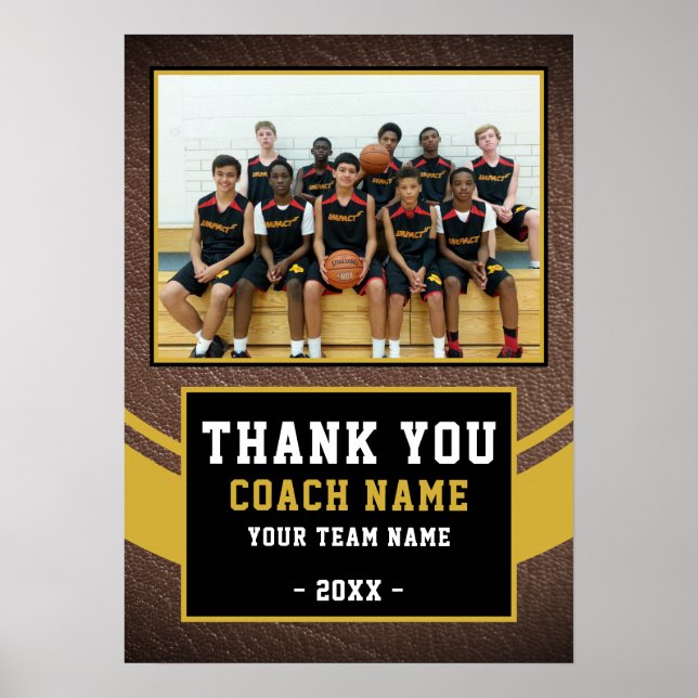 Team-Foto Basketball-Trainer Danke  Poster (Vorne)