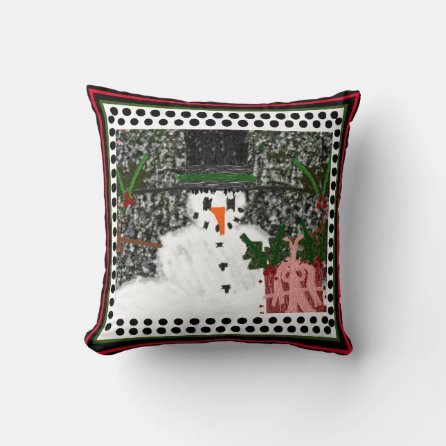 Team Fran Snowman Schwarz Design Kissen (Vorderseite)