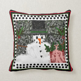 Team Fran Snowman Schwarz Design Kissen