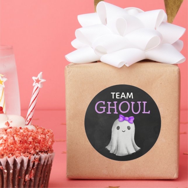 Team Ghoul Halloween Genderenthüllung Runder Aufkleber (Party)