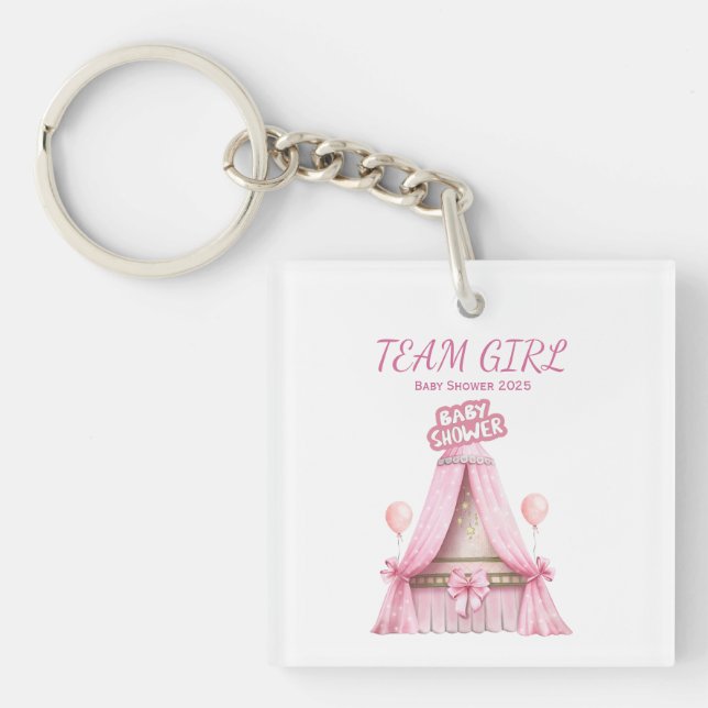 Team Girl Baby Shower 2025 Family Outfit Schlüsselanhänger (Vorderseite)