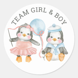 Team Girl & Boy Zwei Geschlechter offenbaren. Abst Runder Aufkleber