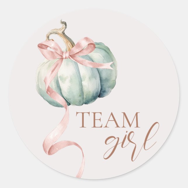 Team Girl Coquette Pumpkin Gender Reveal Sticker (Vorderseite)