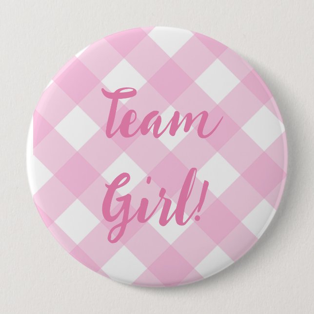 Team Girl, Gender Reveal Button, Pink Button (Vorderseite)
