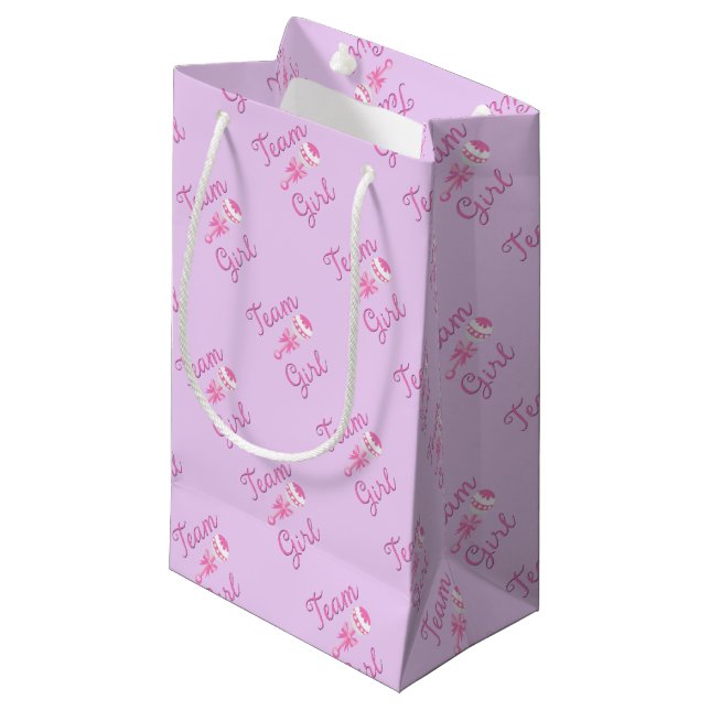 Team Girl Gender Reveal Geschenktasche Kleine Geschenktüte (Vorderseite Schrägansicht)