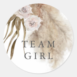 Team Girl Gender Reveal Party Abstimmung Pampas Gr Runder Aufkleber