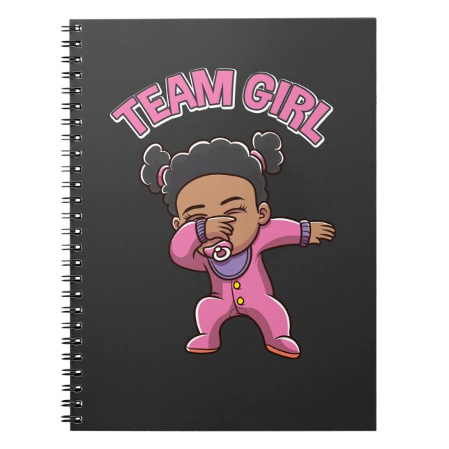 Team Girl Gender Reveal Party Dabbing Black Baby Notizblock (Vorderseite)