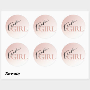 Team Girl Gender Reveal Party Ombre Dekoration Runder Aufkleber
