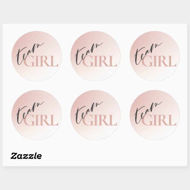 Team Girl Gender Reveal Party Ombre Dekoration Runder Aufkleber (Blatt)