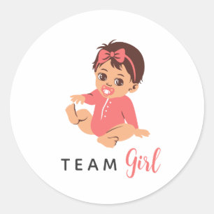 Team Girl Gender Reveal Pink Schnuller Baby Runder Aufkleber