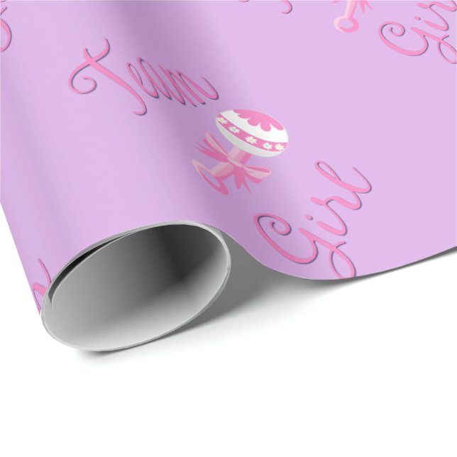 Team Girl Gender Reveal Wrap Geschenkpapier (Rolleneckpunkt)