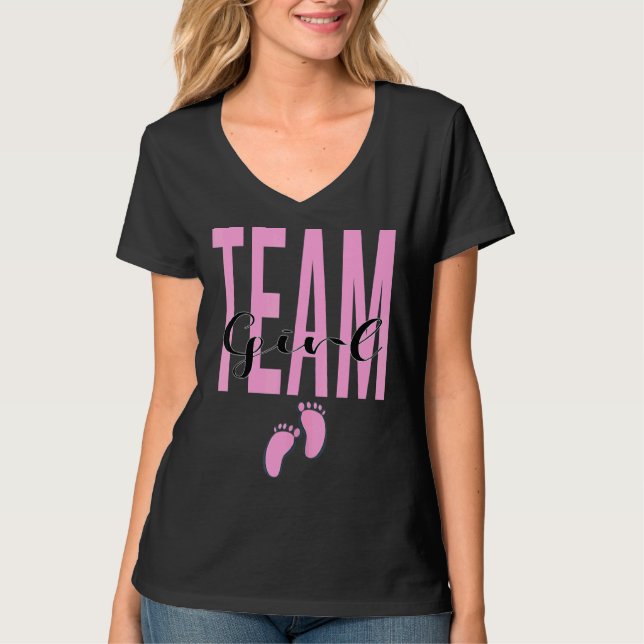 Team Girl Gender zeigen Baby-Dusche pink oder blau T-Shirt (Vorderseite)