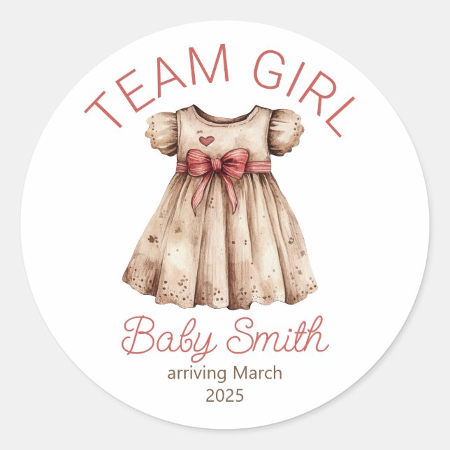 Team Girl Genre révéler bébé autocollant Noël (Devant)