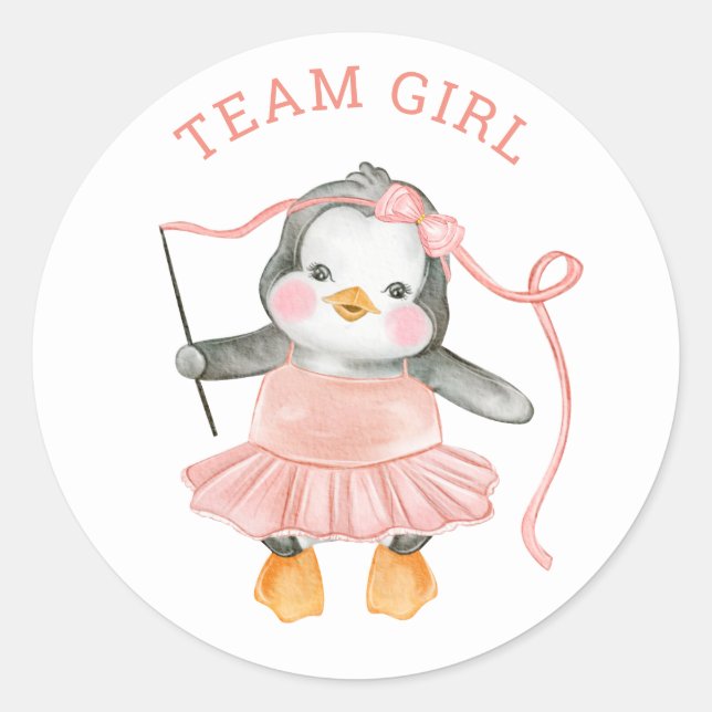 Team Girl. Geschlecht offenbart Party. Abstimmungs Runder Aufkleber (Vorderseite)