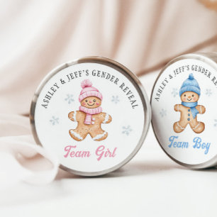 Team Girl Gingerbread Gender Reveal Party Runder Aufkleber