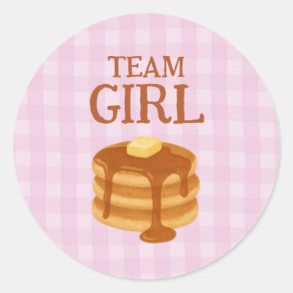 Team Girl Pfannkuchen Brunch Thema Geschlecht Enth Runder Aufkleber