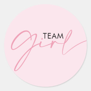 Team Girl Pink Gender-Enthüllung Abstimmung Runder Aufkleber