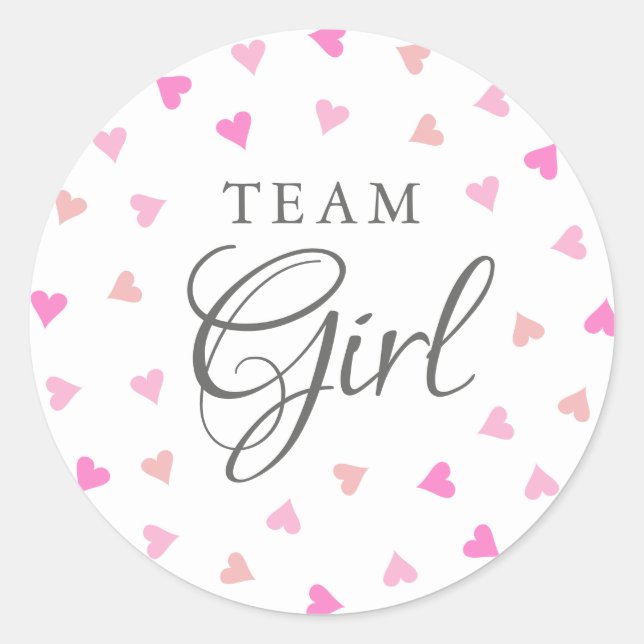 Team Girl Pink Hörgeräusch Geschlecht offenbaren A Runder Aufkleber (Vorderseite)