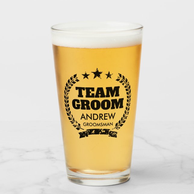 Team Groom Bachelor Party Bierglas für Trauzeugen Glas (Vorne (Gefüllt))
