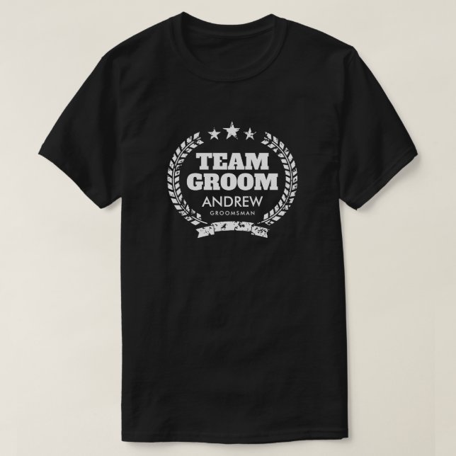 Team Groom Bachelor Party dunkles Shirt für Trauze (Design vorne)
