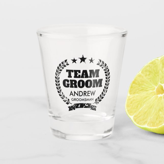 Team Groom Bachelor-Party-Glas für Trauzeugen Schnapsglas (Vorderseite)