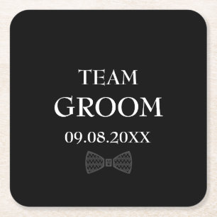 Team Groom Black Elegant Individuelle Name Geschen Rechteckiger Pappuntersetzer
