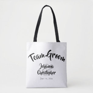 Team Groom Black & White Wedding Swag Bag Tasche
