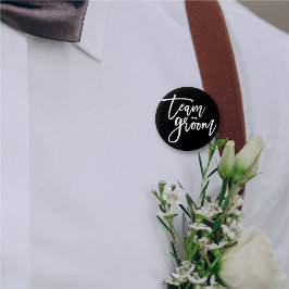 Team Groom Brush Script Bow Krawatte Chic Wedding  Button