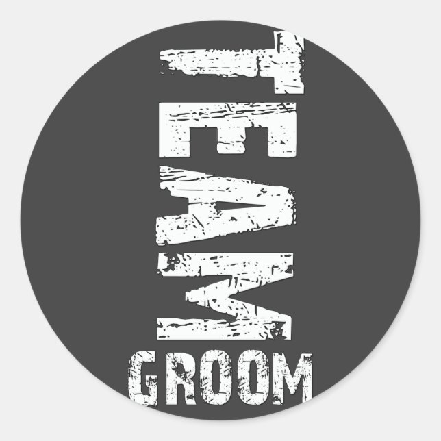 Team Groom Extra großer Grunge Text Runder Aufkleber (Vorderseite)