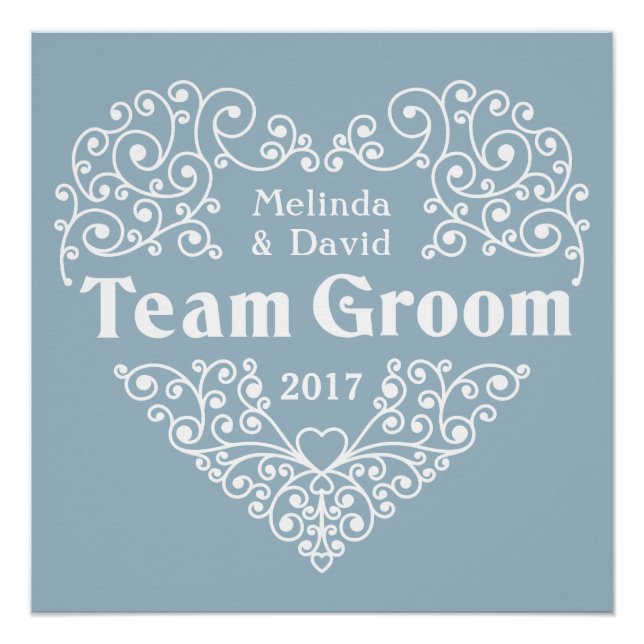 Team Groom individuellen Namen & Jahreshochzeit Po Poster (Vorderseite)