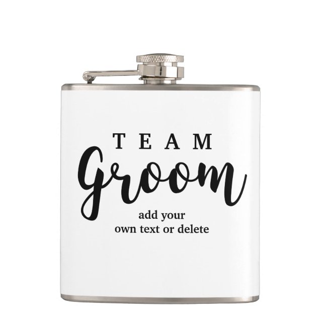 Team Groom Moderne Gastgeschenke Hochzeiten für Tr Flachmann (Vorderseite)