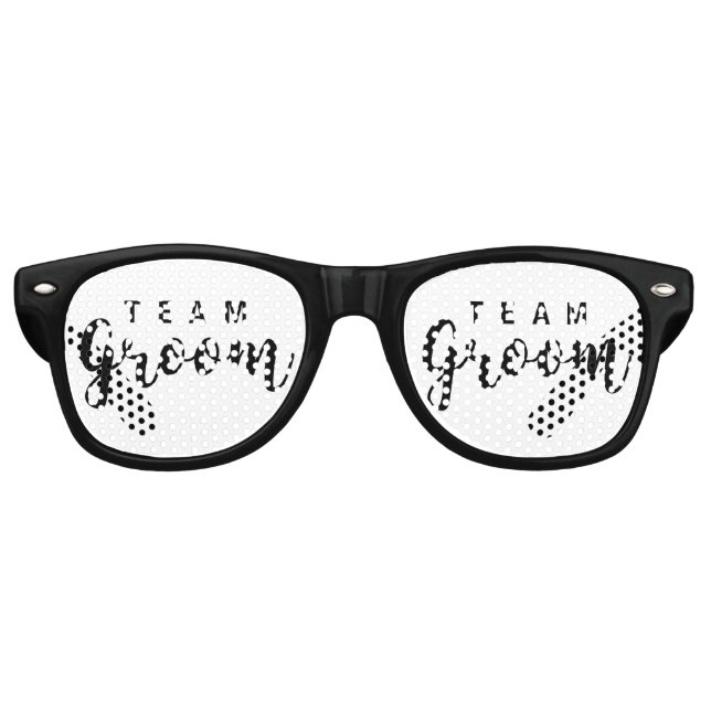 Team Groom Moderne Gastgeschenke Hochzeiten für Tr Partybrille (Vorderseite)