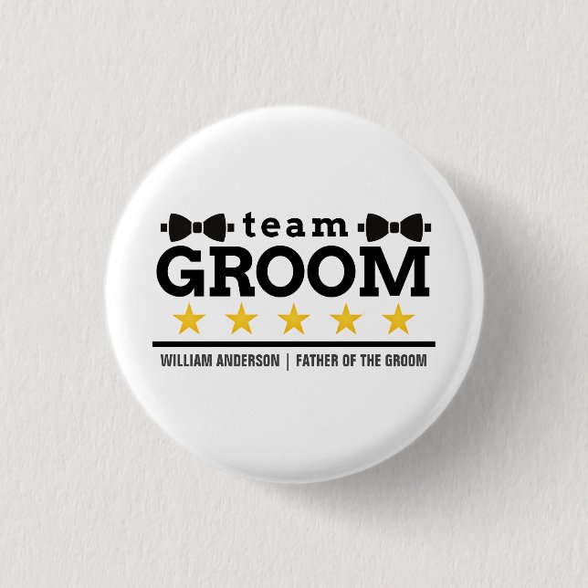 Team Groom | TRAUZEUGE | Bachelor | SCHWARZ-WEISS Button (Vorderseite)