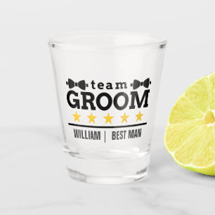 Team Groom TRAUZEUGE Bachelor SCHWARZ-WEISS Schnapsglas