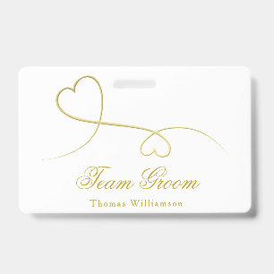 Team Groom   Zwei goldene Herzen Hochzeit Ausweis