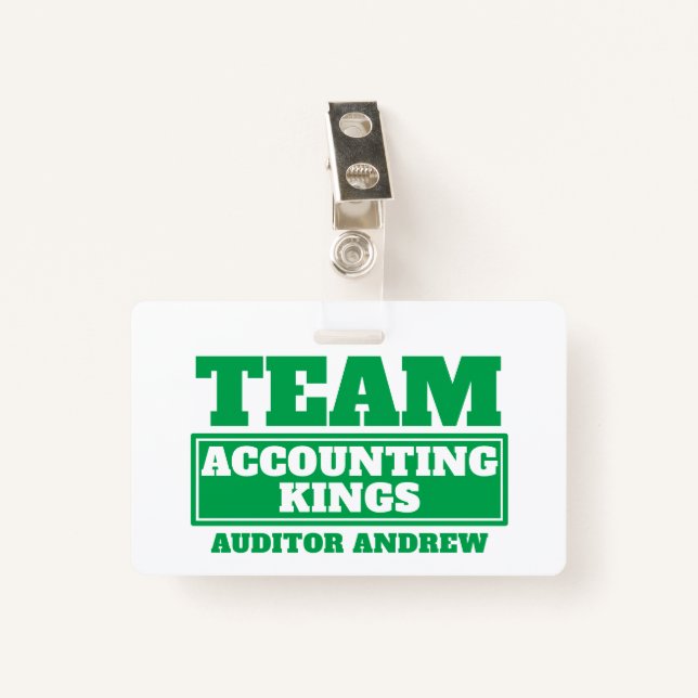 Team-grünes personalisierter Name Team Gebäude Abz Ausweis (Vorderseite mit Klammer)