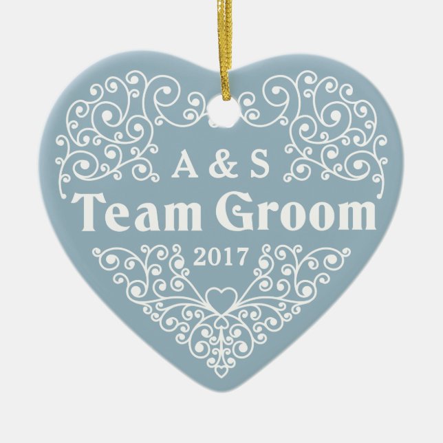 Team Gürtel kundenspezifische Monogramme und Datum Keramik Ornament (Vorne)