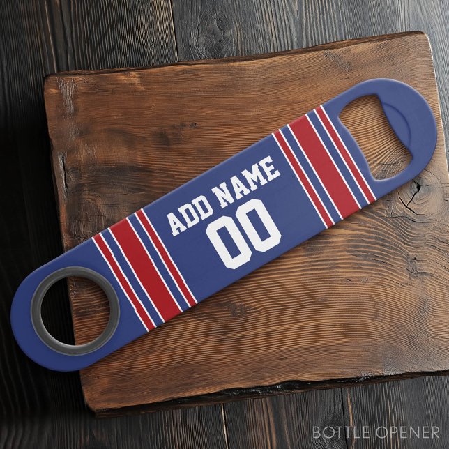 Team Jersey Stripes Nom et numéro personnalisés (Custom Bar Key)